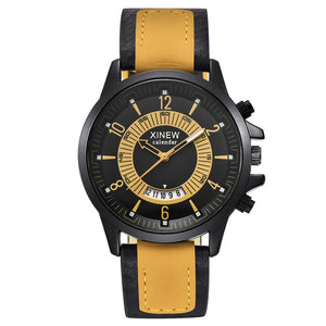 Round Dial Faux Leather Watch