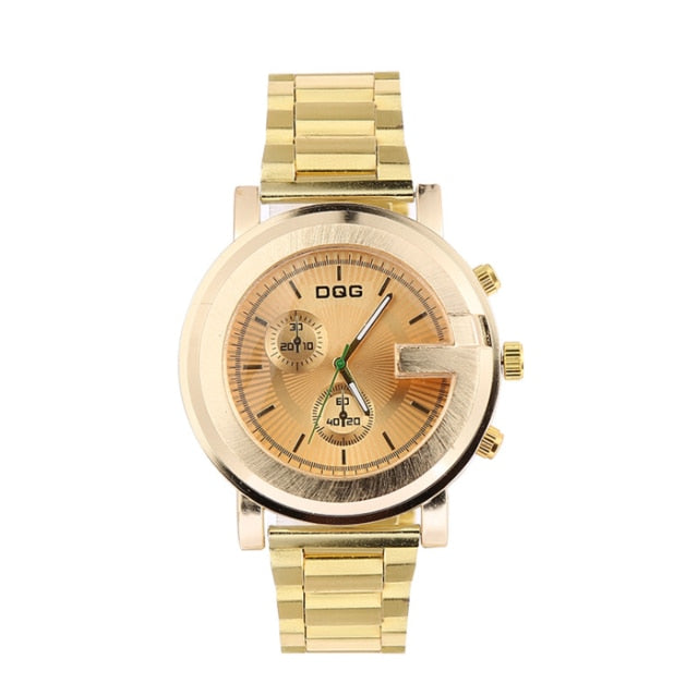 Golden Stainless Steel Band Wristwatch