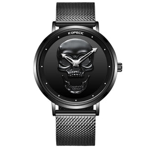 Golden Skull Leather Sports Watches